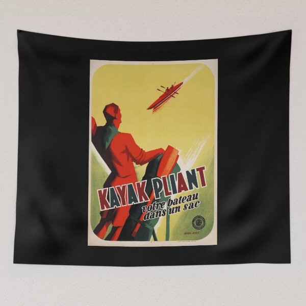 Artikelvorschau, retro kayak pliant votre bateau dans un sac vintage reclame entworfen und verkauft von CorasPosters.