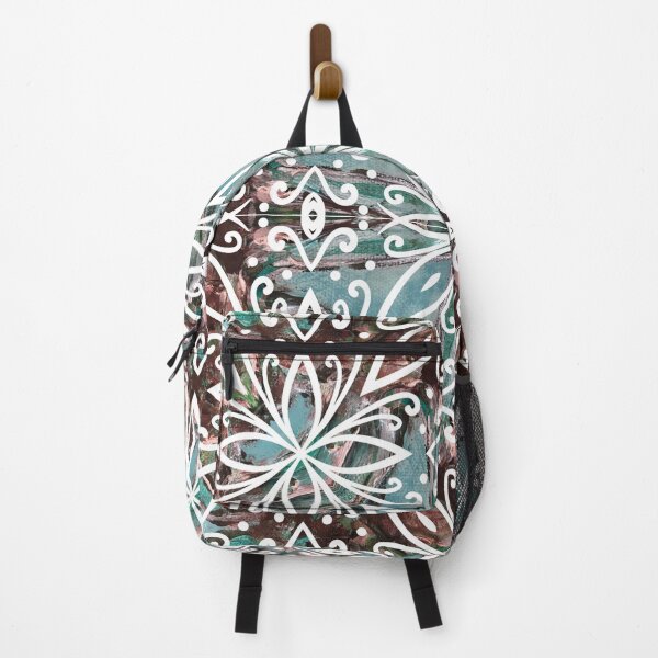 Item preview, Chocolate Brown & Soft Blue Mandala Pattern designed and sold by lyndseyart.