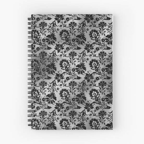 Artikelvorschau, Schwarzes und silbernes Blumenmuster entworfen und verkauft von AnastasiaDesign.