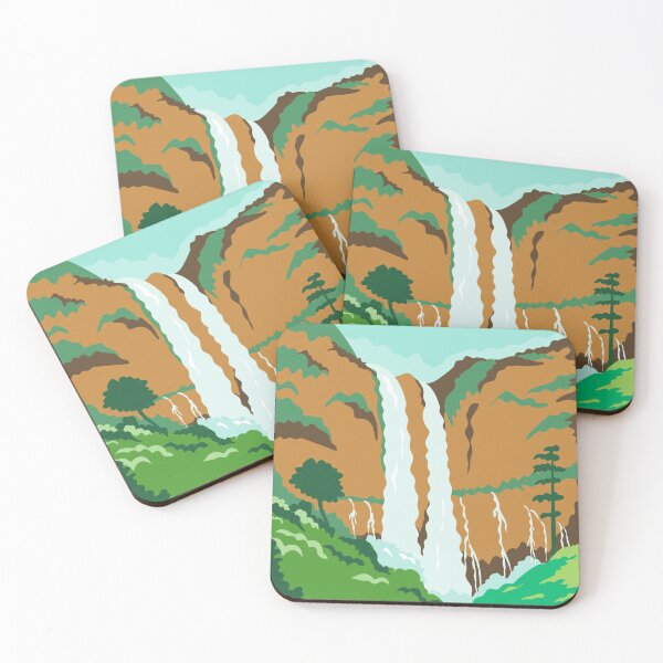 Item preview, Maria Cristina Falls or Twin Falls Waterfall in Agus River Iligan City Philippines WPA Poster Art Color designed and sold by patrimonio.