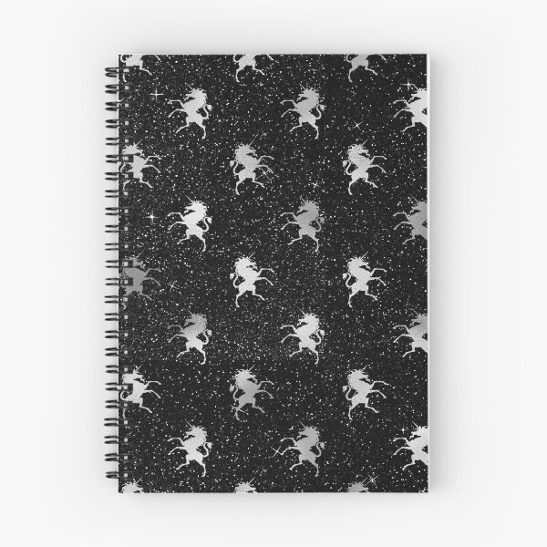 Artikelvorschau, Schwarz und Silber Glitter Einhorn Muster entworfen und verkauft von AnastasiaDesign.