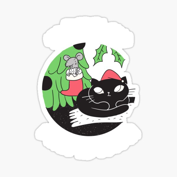 Aperçu de l'œuvre Joyeux Noël | Les bas sont prêts à se remplir | Chat et souris avec des bas de Noël créée et vendue par Ainbowz-Artwork.