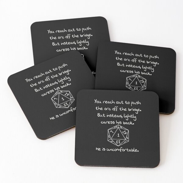 You Reach Out To Push The Orc Off The Bridge Coasters (Set of 4)