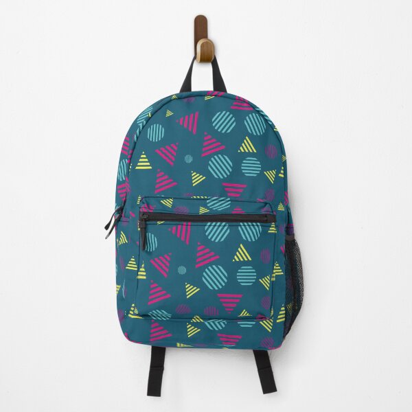Item preview, Dark Blue with Multicoloured Striped Circles and Triangles designed and sold by shadowbright.
