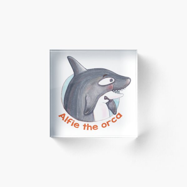 Alfie the Happy Orca Whale Acrylic Block