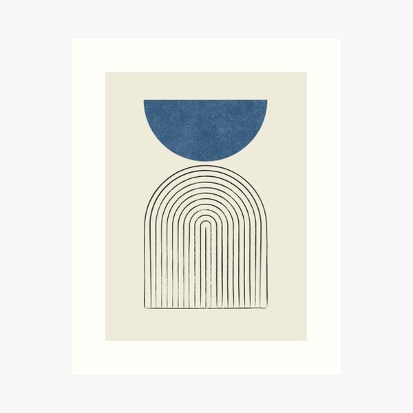 Arch Balance Blue - Mid century modern Art Print