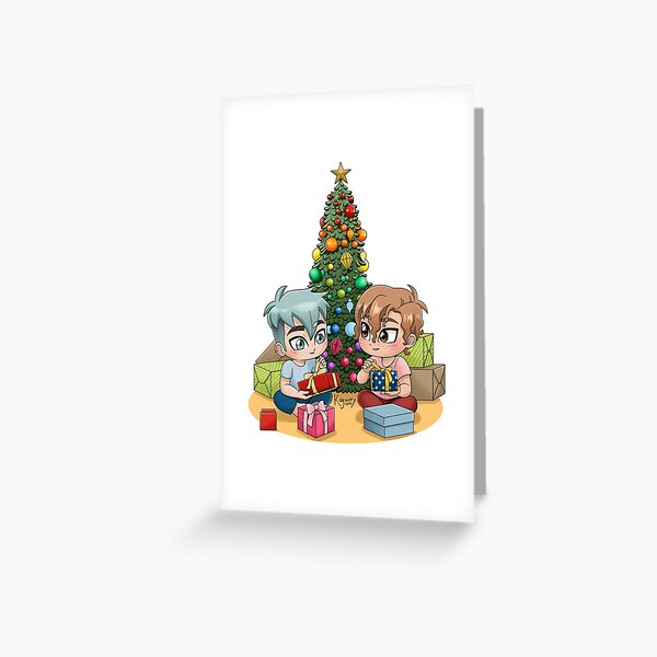 Until Sunset Christmas Chibis Greeting Card