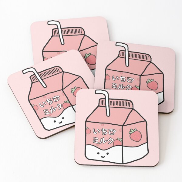 Aperçu de l'œuvre Carton de lait à la fraise avec uwu paille - JP Fond rose créée et vendue par bynole.