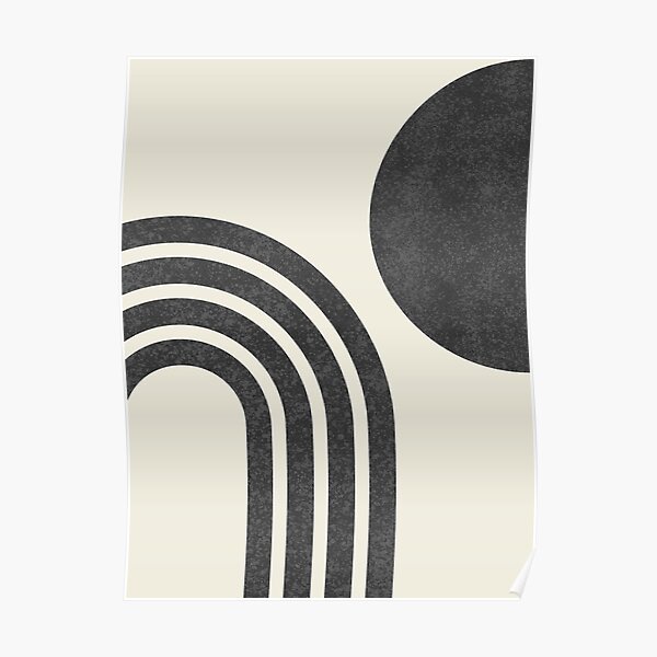 Mid Century Modern Black - Sun & Rainbow Poster