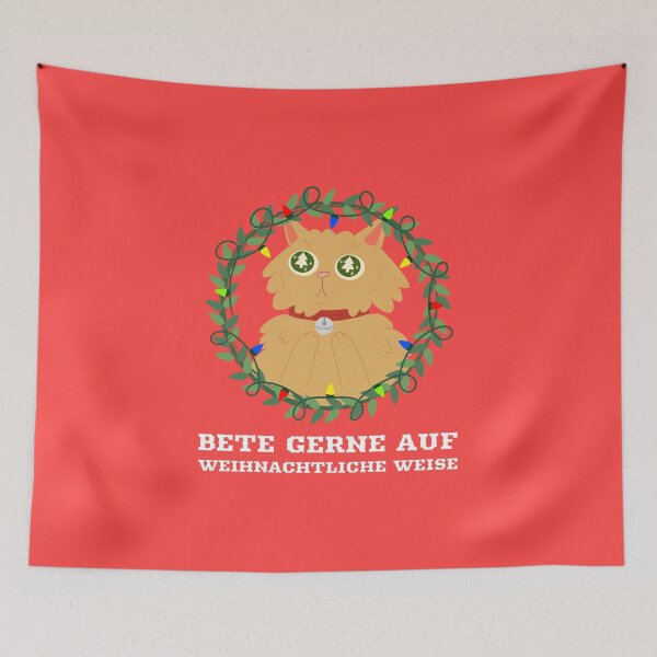 Item preview, Frohe Weihnachten | Bete gern den Weihnachtsweg | Nettes Kätzchen mit Weihnachtslichtern designed and sold by Ainbowz-Artwork.