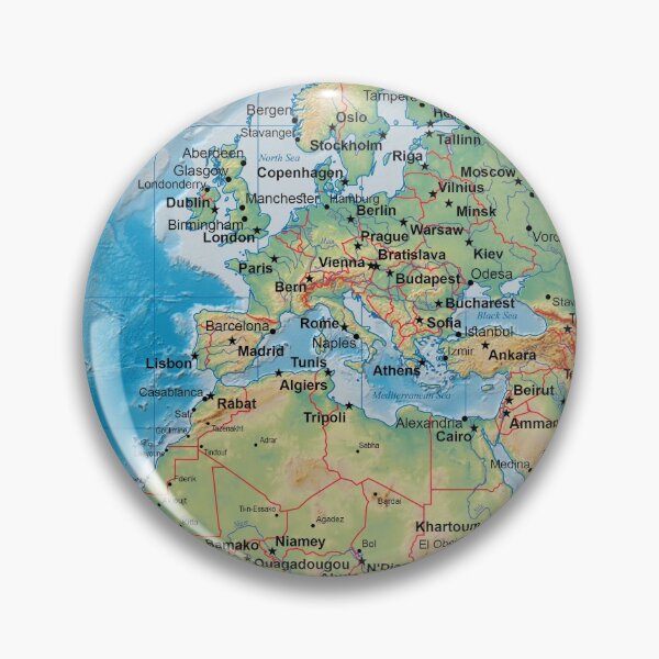 Item preview, World map, topographic map of the world with names of the oceans, seas, Lakes, Rivers, capitals, major cities and international boundaries designed and sold by mashmosh.