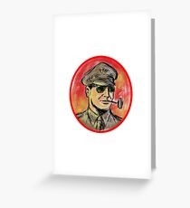 World War II General Corn Cob Pipe Watercolor Greeting Card