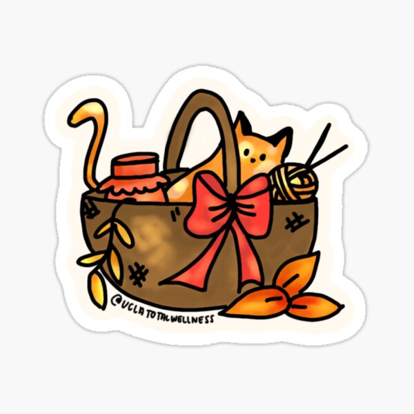 kitty in a basket Sticker
