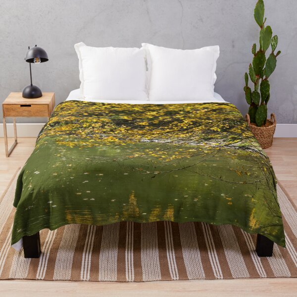 Item preview, Autumnal Riverbank - Golden Maple Tree Leaning Overwater designed and sold by Georgia Mizuleva.
