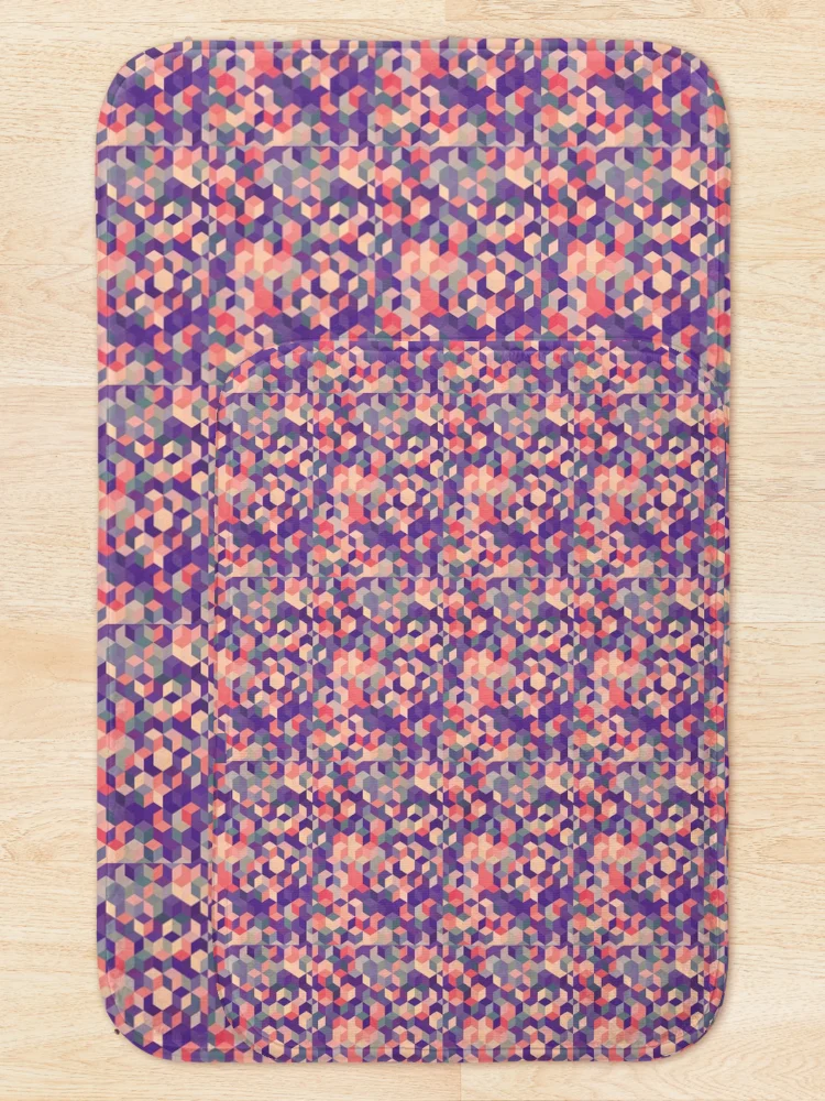 Thumbnail 5 of 6, Bath Mat, Colorful Abstract Cubes Pattern designed and sold by TSlayerMerch.