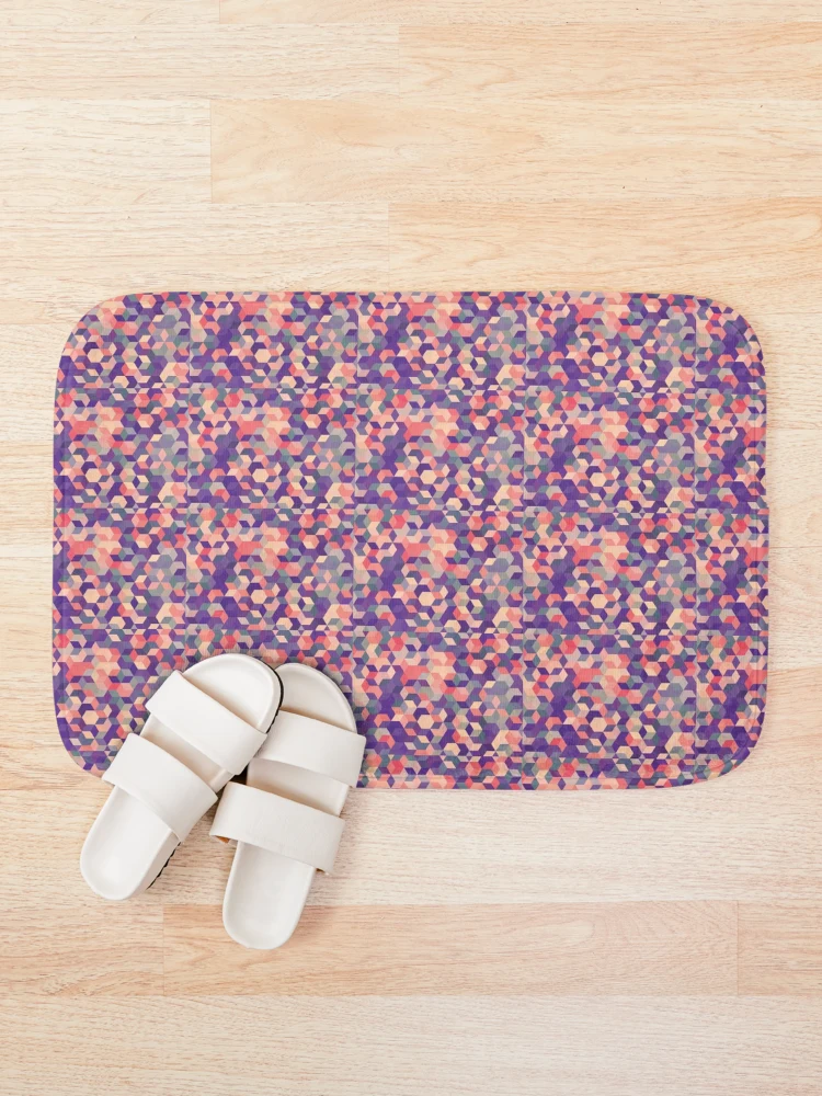 Thumbnail 1 of 6, Bath Mat, Colorful Abstract Cubes Pattern designed and sold by TSlayerMerch.