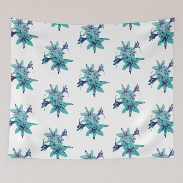 Item preview, Blue Teal Flowers Pop Art Abstract designed and sold by Trixiloo.
