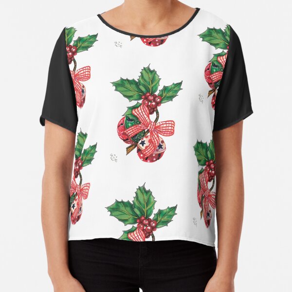 Holly Christmas bells Chiffon Top