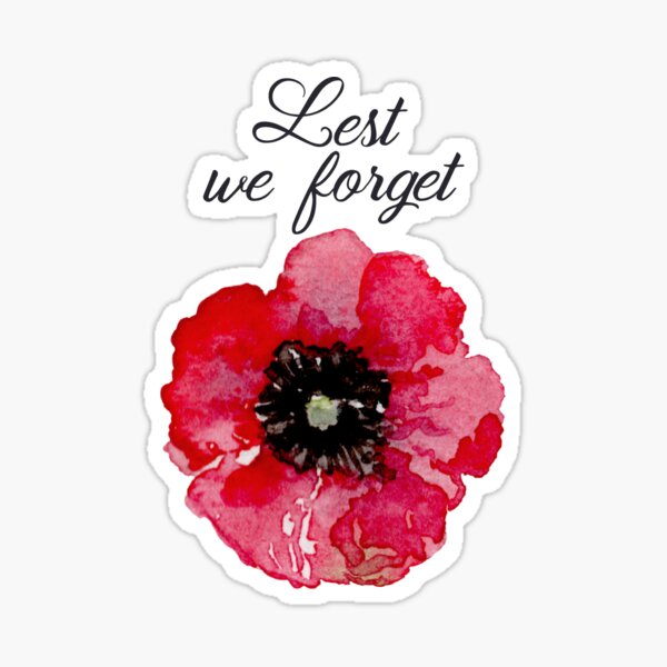 Lest We Forget Remembrance Day Sticker Poppy Flower FREE 1st -  Israel