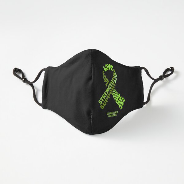 Cerebral Palsy Awareness - Green Awareness Ribbon With Words Fitted 3-Layer