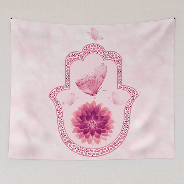 Item preview, Butterfly Lotus Pink Hamsa Hand designed and sold by maryedenoa.