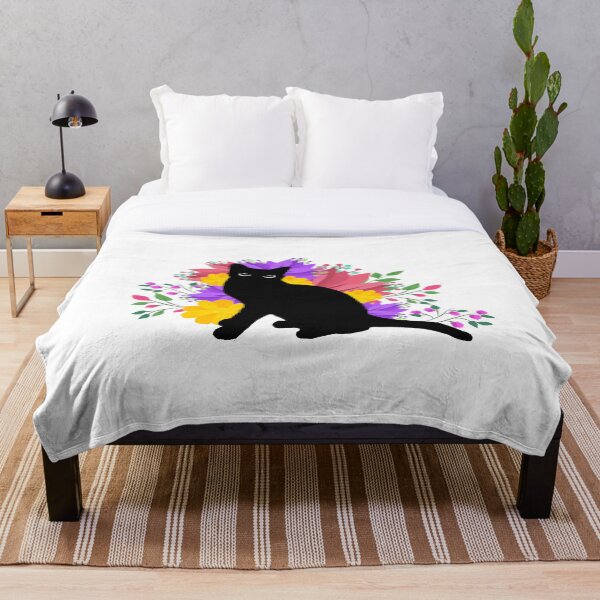Item preview, Black Cat with Flowers designed and sold by Yesido.