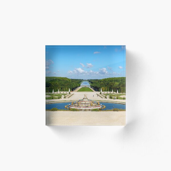 Latona Fountain and Grande Perspective at early morning in Versailles Gardens Acrylic Block