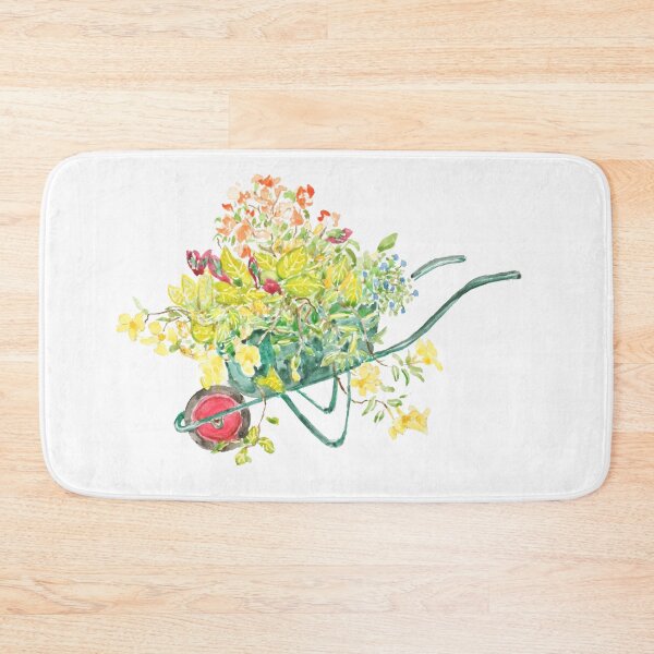 Item preview, hand painted yellow blue and orange flowers in green handcart  designed and sold by ColorandColor.