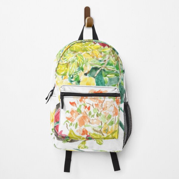 Item preview, hand painted yellow blue and orange flowers in green handcart  designed and sold by ColorandColor.