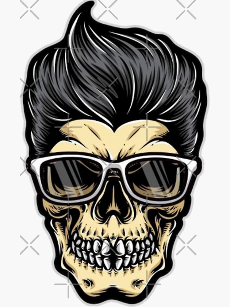 Sticker Rockabilly Skull Guitare