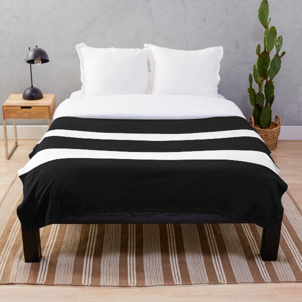 Black and white wide stripes Throw Blanket