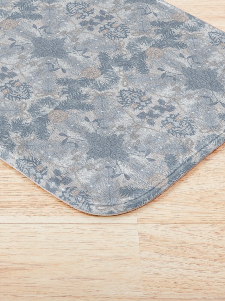 Thumbnail 3 of 6, Bath Mat, Winter Evergreens Surface Pattern Design designed and sold by karolfuldesigns.