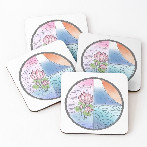 Item preview, Japanese Mt Fuji Wave Samurai Kimono Ukiyo-e Lotus Art Logo designed and sold by Marinaaa010.
