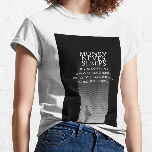 Item preview, Money Never Sleeps Quote Art Design Inspirational designed and sold by vividpixelusa.
