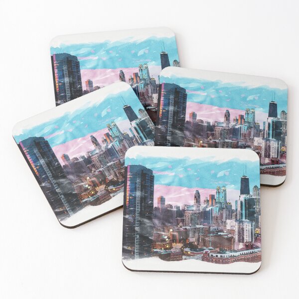 Item preview, Chicago USA Unique Watercolor Travel Souvenir Fine Art designed and sold by Naumovski.