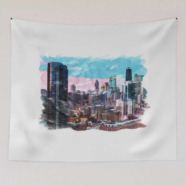 Item preview, Chicago USA Unique Watercolor Travel Souvenir Fine Art designed and sold by Naumovski.