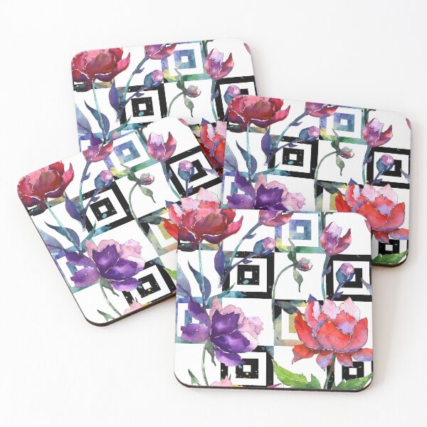 Item preview, Purple and red peonie flower pattern designed and sold by RoyalPeople.