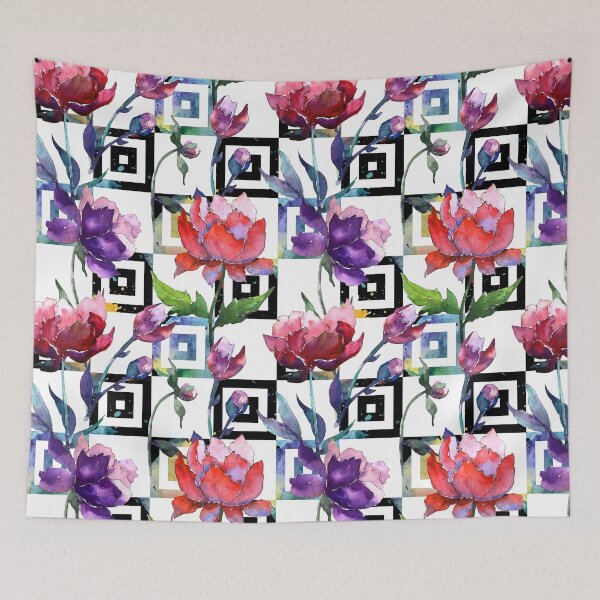 Item preview, Purple and red peonie flower pattern designed and sold by RoyalPeople.