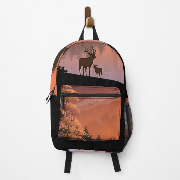Item preview, cute red, orange, red watercolor design with night mountain landscape, lake deer, and moon. iPhone or Samsung phone Case & Cover designed and sold by RoManSmArt.