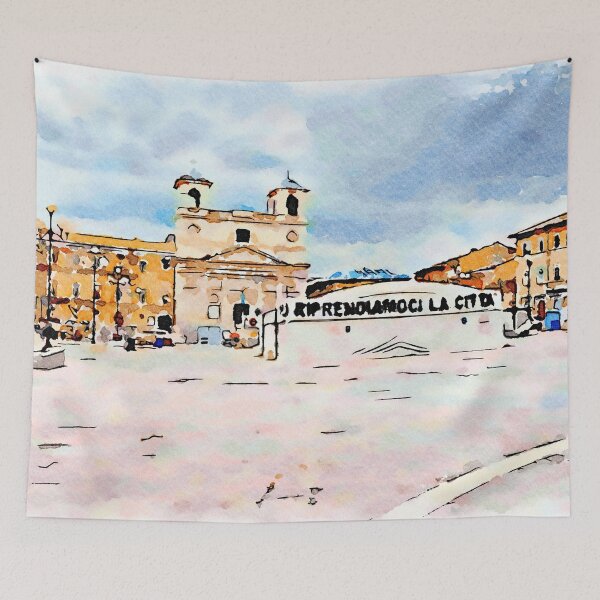 Item preview, L'Aquila: square with curtain and church designed and sold by Giuseppe Cocco.