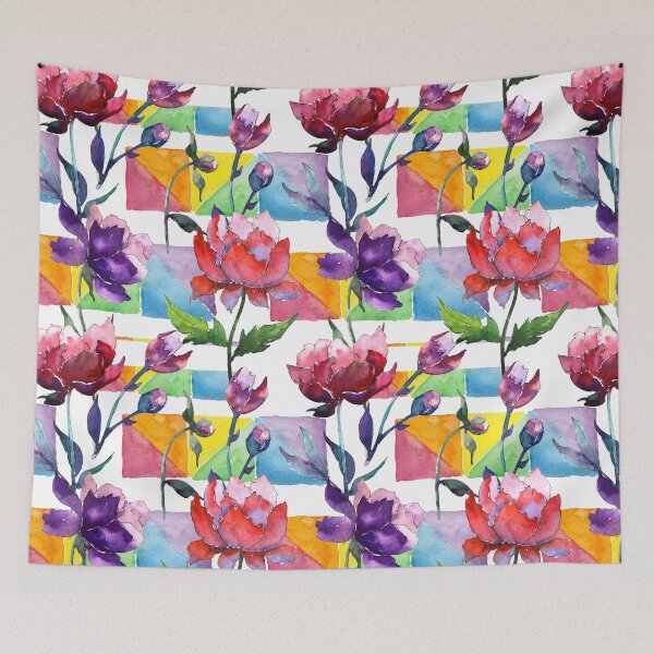 Item preview, Purple and red peonie flower pattern designed and sold by RoyalPeople.