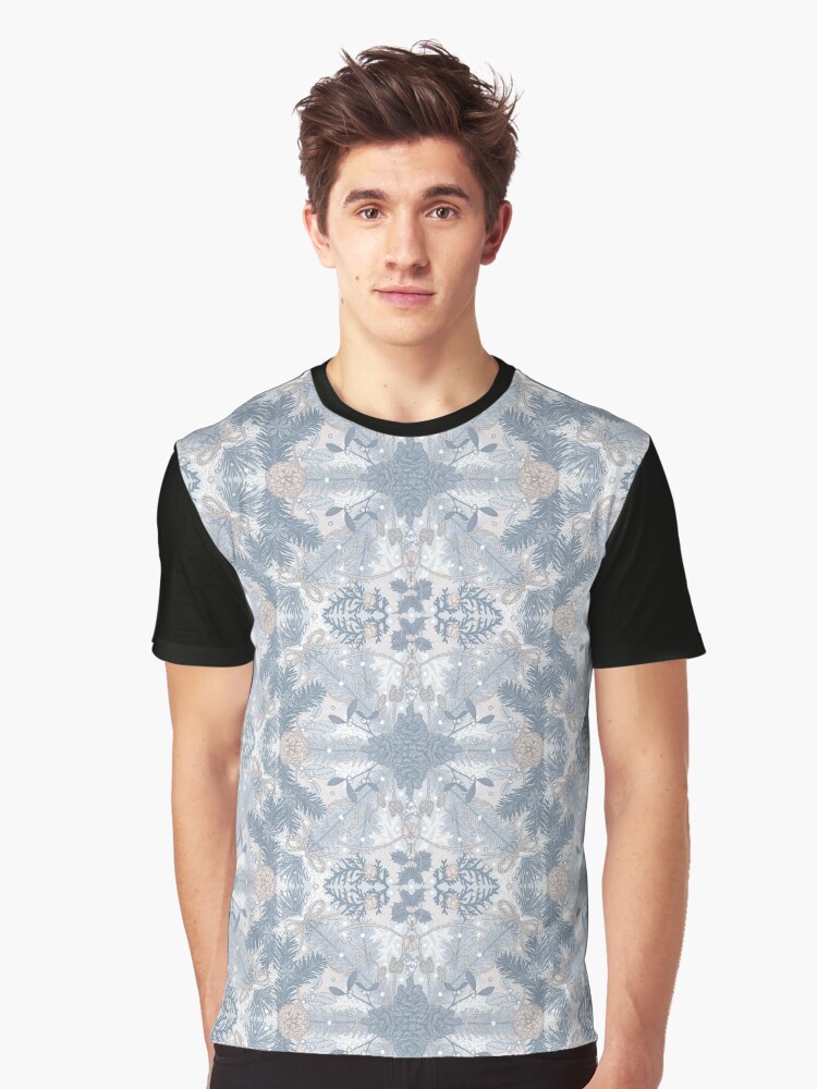 Thumbnail 1 of 5, Graphic T-Shirt, Winter Evergreens Surface Pattern Design designed and sold by karolfuldesigns.