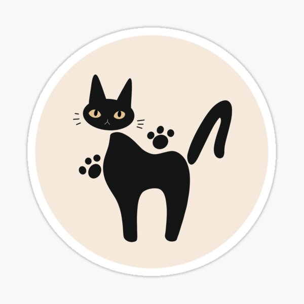 Jiji Cat Circle White Design Sticker
