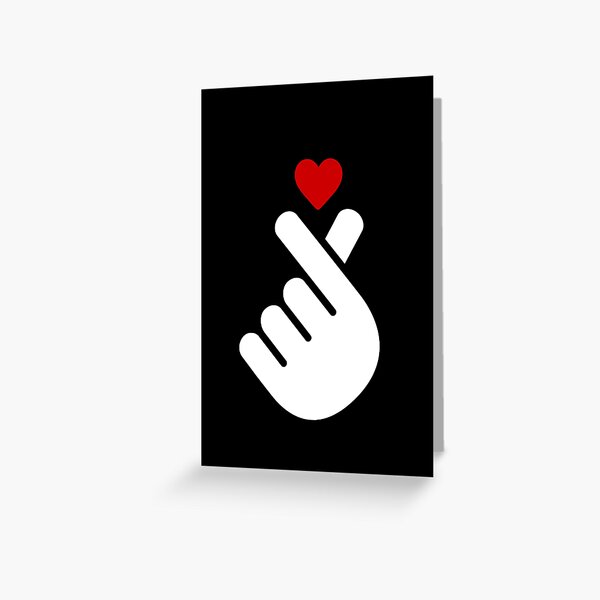 Korean Fingers Heart Greeting Cards for Sale