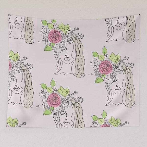 Item preview, Women Face with Floral Wreath Nymph Line Art  designed and sold by HerMindSpeaks.