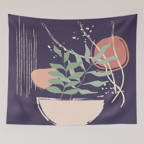 Item preview, Abstract shapes dots and lines tropical leaves earth colors digital design illustration 62 designed and sold by MyBlackDreams.
