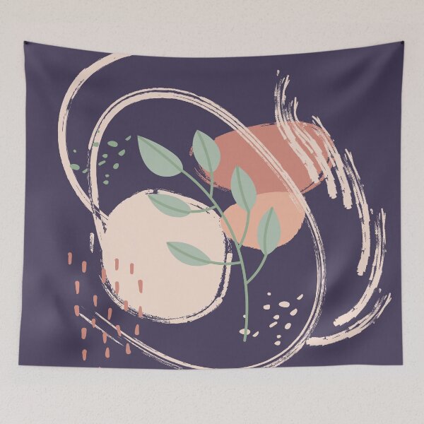 Item preview, Abstract shapes dots and lines plant leaves earth colors digital design illustration 63 designed and sold by MyBlackDreams.