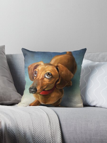 Dachshund Dog cute Portrait Art Pillow for Sale by Coolstuff4you71 Redbubble