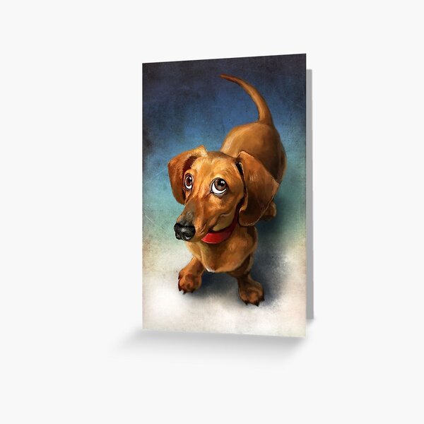 Dachshund Dog cute Portrait Art Greeting Card