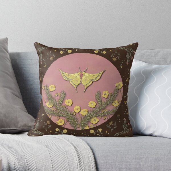 Butterflies & Blooms - Chocolate & Pink Throw Pillow